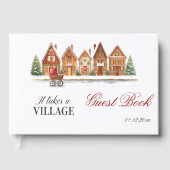 Rustieke Troller Village Houses Winter Baby shower Gastenboek (Voorkant)