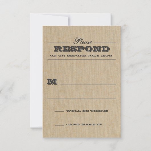 Rustieke Trophy Grijze Reactie RSVP Kaartje (Voorkant)