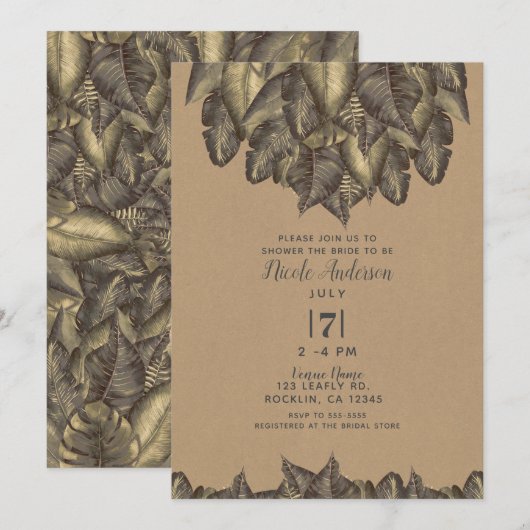 Rustieke tropische bladeren  Vrijgezellenfeest Kaart (Voorkant / Achterkant)