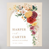 Rustieke Tropische Boho Bloemige Trouw Welkom Poster (Voorkant)