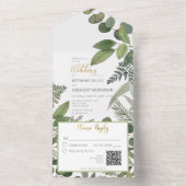 Rustieke Tropische Groene Bladeren & Eucalyptus QR All In One Uitnodiging (Binnen)