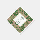 Rustieke tropische groene monstera palm bladeren b servet (Hoek)