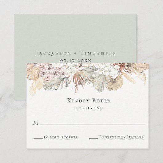 Rustieke Tropische Huwelijk RSVP Kaart (Voorkant / Achterkant)