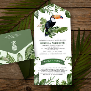 Rustieke Tropische Jungle Lieve Toekan Baby Shower All In One Uitnodiging