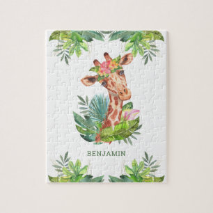 Rustieke Tropische Jungle Safari Schattige Giraffe Legpuzzel