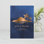 Rustieke Tropische Mystic Island Bruiloft Bedankkaart (Staand voorkant)