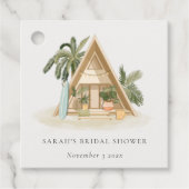 Rustieke Tropische Palm Beach Hut Bruidsdouche Bedankjes Labels (Voorkant)