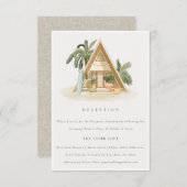 Rustieke Tropische Palm Beach Hut Huwelijksrecepti Informatiekaartje (Voorkant / Achterkant)