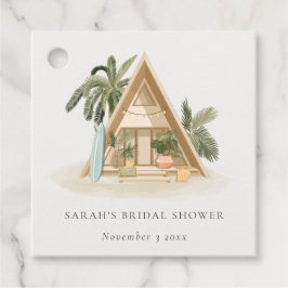 Rustieke Tropische Palm Beach Shack Bruidsdouche Bedankjes Labels