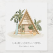 Rustieke Tropische Palm Beach Shack Bruidsmeisjesf Wijn Etiket (Enkel label)