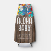 Rustieke tropische palmbladeren Aloha Baby shower  Flesjeskoeler (Voorkant)