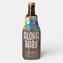 Rustieke tropische palmbladeren Aloha Baby shower  Flesjeskoeler