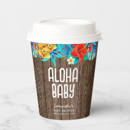 Rustieke tropische palmbladeren Aloha Baby shower Papieren Bekers