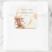 Rustieke tropische palmen vierkante sticker (Tas)