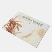 Rustieke tropische palmen welkom deurmat (Schuin)