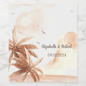 Rustieke tropische palmen wijn etiket (Enkel label)