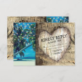 Rustieke Tropische Strand Bestemming Bruiloft RSVP (Voorkant / Achterkant)