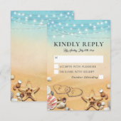 Rustieke Tropische Strand Hart Trouwreactie RSVP Kaartje (Voorkant / Achterkant)