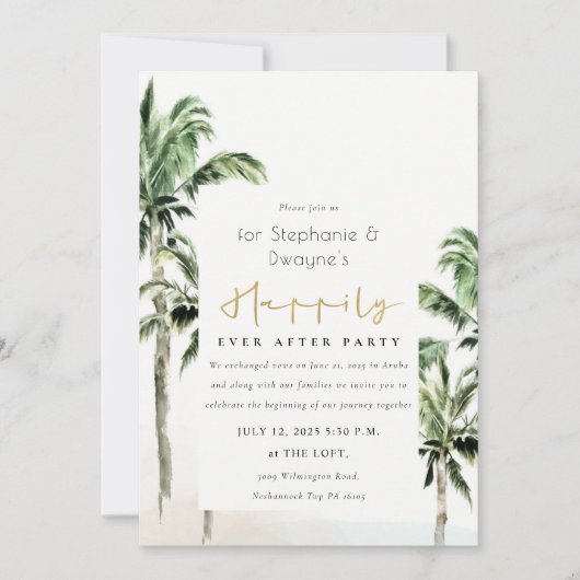 Rustieke Tropische Strand Palm Trees Wedding Kaart (Voorkant)