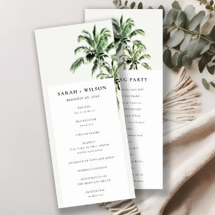 Rustieke Tropische Strand Palm Trees Wedding Progr Kaart