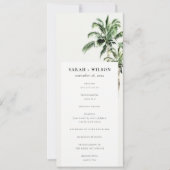 Rustieke Tropische Strand Palm Trees Wedding Progr Kaart (Voorkant)
