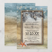 Rustieke Tropische Strand Zeester Lichten Bruiloft Kaart (Voorkant / Achterkant)