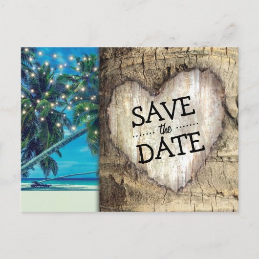 Rustieke tropische strandbestemming Save the Date Aankondigingskaart (Voorkant)