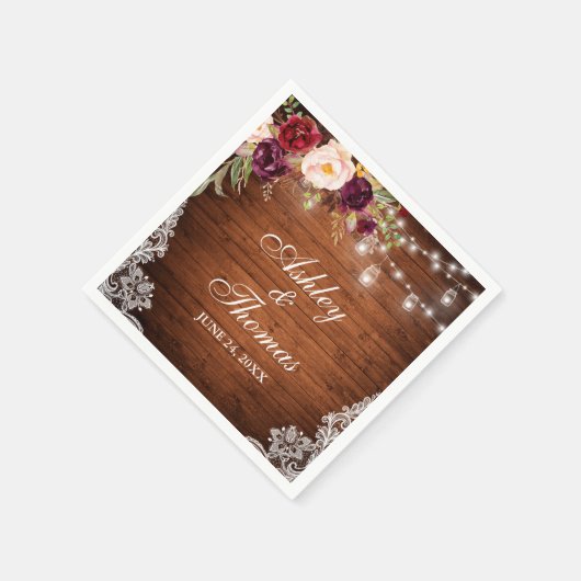 Rustieke Trouw Houten Pot Lichten Kanten Kant Servet (Hoek)