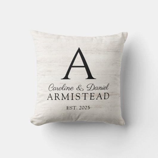 Rustieke Trouw Monogram Koppel  Kussen (Voorkant)