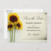 Rustieke trouw-zonnebloem save the date kaart (Voorkant / Achterkant)