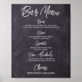 Rustieke trouwbar gepersonaliseerd drankmenu poster (Voorkant)