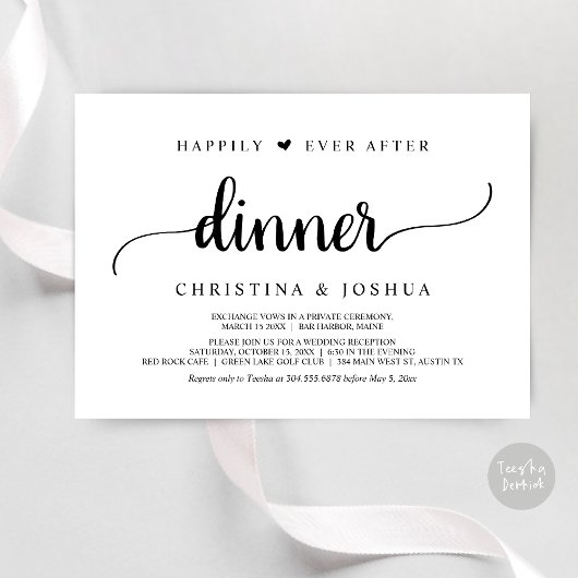 Rustieke trouwdag 'Happily Ever After'-diner Kaart
