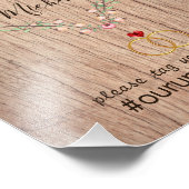 Rustieke trouwdag hashtag bord - Houten hart bloem Foto Afdruk (Hoek)