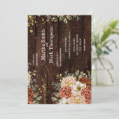 Rustieke Trouwdag Hout Bloemig Kaart (Staand voorkant)