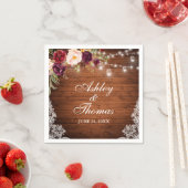 Rustieke Trouwdag Houten Pot Lichten Kanten Kant Servet (Insitu)