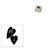 Rustieke Trouwdag | Monogram Twee Harten Rubberstempel (Gestempeld)
