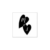 Rustieke Trouwdag | Monogram Twee Harten Rubberstempel (Afrduk)