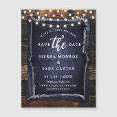 Rustieke Trouwdatum Opslaan Houten Denim Foto Magn (Voorkant)