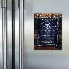 Rustieke Trouwdatum Opslaan Houten Denim Foto Magn