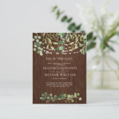 Rustieke Trouwdatum Uitstel Eucalyptus Wood Aankondigingskaart (Staand voorkant)
