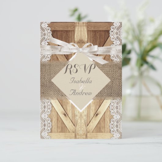 Rustieke Trouwdeur Beige Wit Kant Hout RSVP (Staand voorkant)