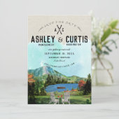 Rustieke trouwerij Lake Placid | Save the Date (Staand voorkant)