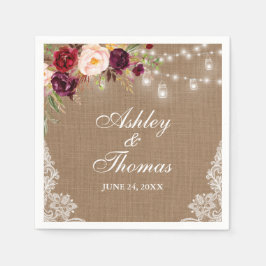 Rustieke Trouwfeest Jute Zaklampen Bloemsluiers Servet