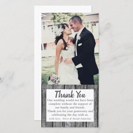Rustieke trouwfoto Dank u kaarten (Voorkant / Achterkant)