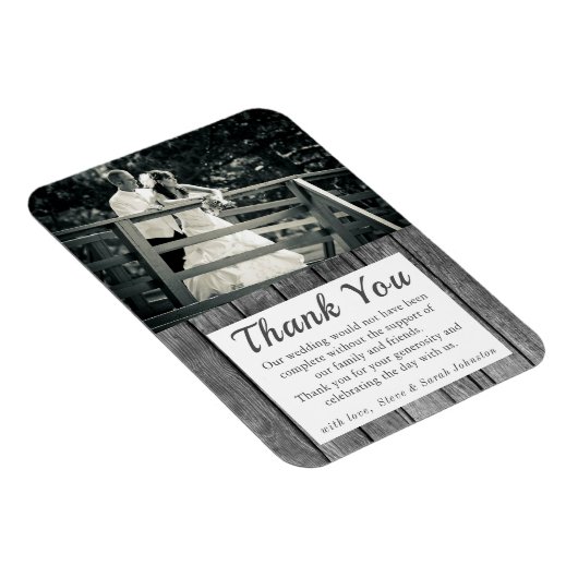 Rustieke trouwfoto dank u magneet (Rechterzijde)