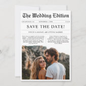  rustieke trouwfoto krantenstijl save the date (Voorkant)