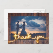 Rustieke trouwfoto Moderne Sparkler Dank u Briefkaart (Voorkant / Achterkant)