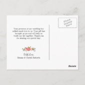 Rustieke trouwfoto Moderne Sparkler Dank u Briefkaart (Achterkant)