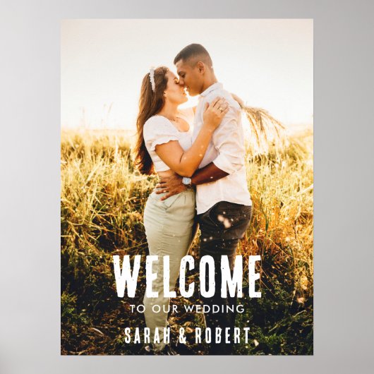 Rustieke trouwfoto Welkom op onze bruiloft Poster (Voorkant)