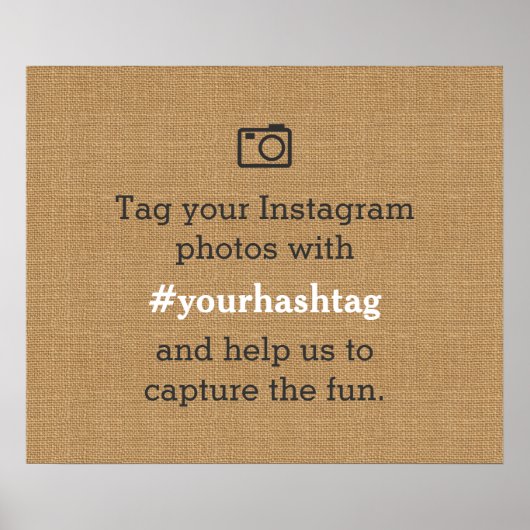 Rustieke trouwfoto's Hashtag jute Poster (Voorkant)